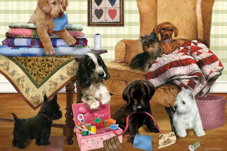 Quilting Pups by Giordano Studios wall art