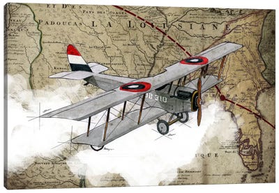 Biplane IV Canvas Art Print - Airplane Art