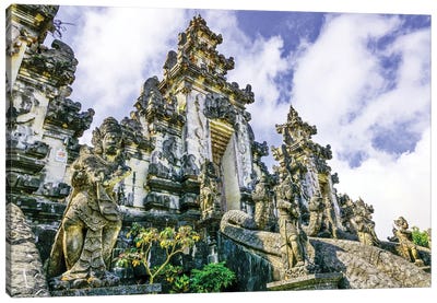 Munificent Grounds Of Heaven'S Gate With Seven Temples Overlooking Bali'S Highest Volcano Mount Agung. Canvas Art Print
