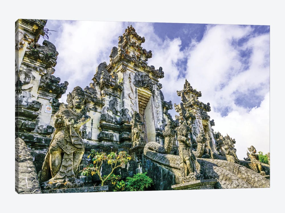 Munificent Grounds Of Heaven'S Gate With Seven Temples Overlooking Bali'S Highest Volcano Mount Agung. by Greg Johnston 1-piece Canvas Artwork