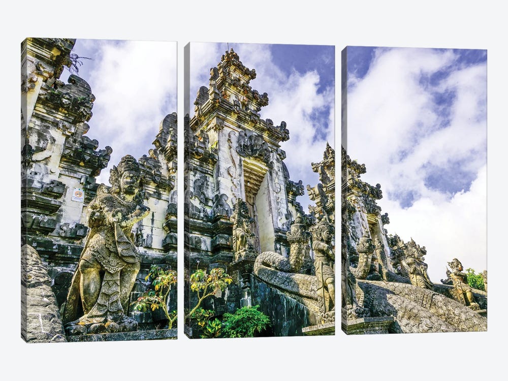 Munificent Grounds Of Heaven'S Gate With Seven Temples Overlooking Bali'S Highest Volcano Mount Agung. by Greg Johnston 3-piece Canvas Artwork
