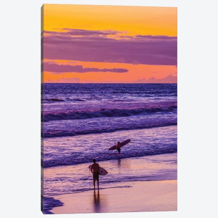 The Golden Light Of The Setting Sun Reflects A Gold Glow On The Beach At Pererenan Beach, Bali, Indonesia Canvas Print #GJO8} by Greg Johnston Canvas Print