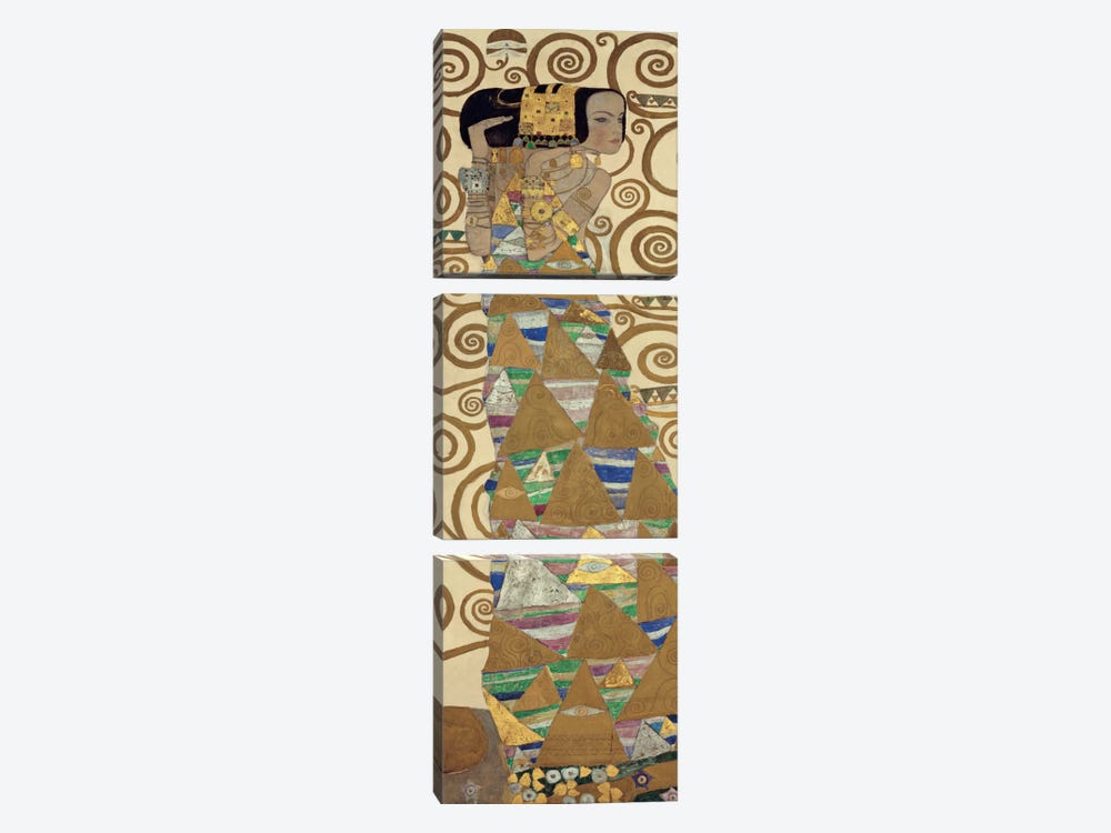 Expectation, Vertical by Gustav Klimt 3-piece Canvas Art