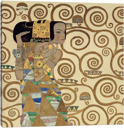 Expectation, Square Canvas Art Print - Gustav Klimt