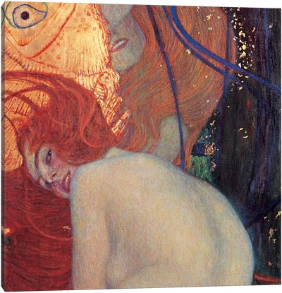 Goldfish, Square Detail Canvas Art Print - All Things Klimt