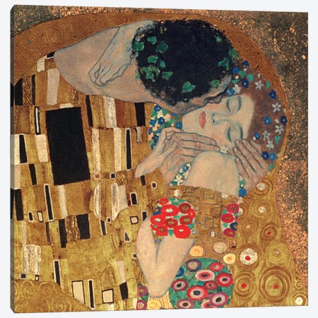 Il Bacio, Square Detail Canvas Print #GKL22} by Gustav Klimt Canvas Art