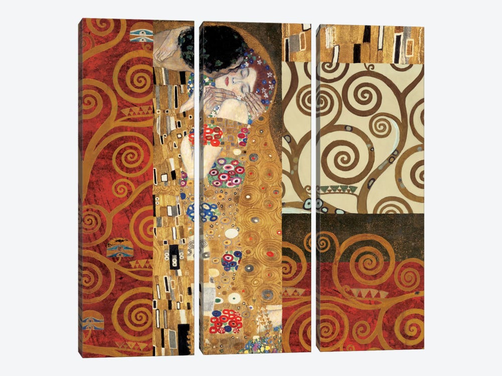 Klimt Details (The Kiss) by Gustav Klimt 3-piece Canvas Art