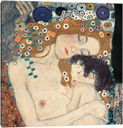 Le Tre Età Della Donna, Square Canvas Art Print - Gustav Klimt
