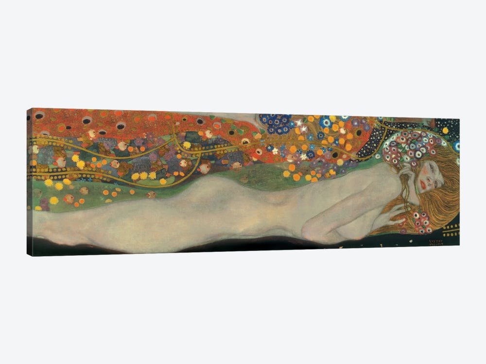 Sea Serpents, Detail IV by Gustav Klimt 1-piece Canvas Wall Art