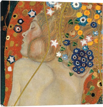 Sea Serpents, Square Detail II Canvas Art Print - All Things Klimt