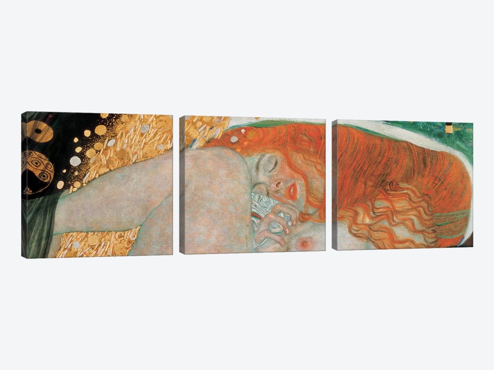 Danae, Horizontal by Gustav Klimt 3-piece Canvas Artwork