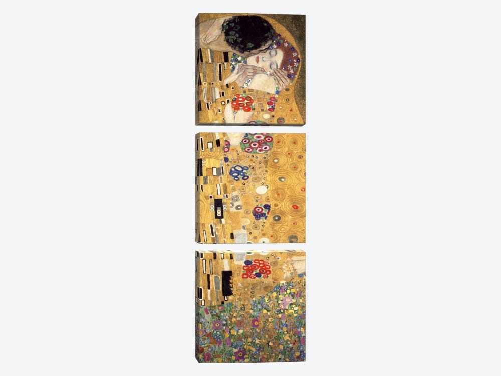 The Kiss, Cropped Vertical by Gustav Klimt 3-piece Art Print