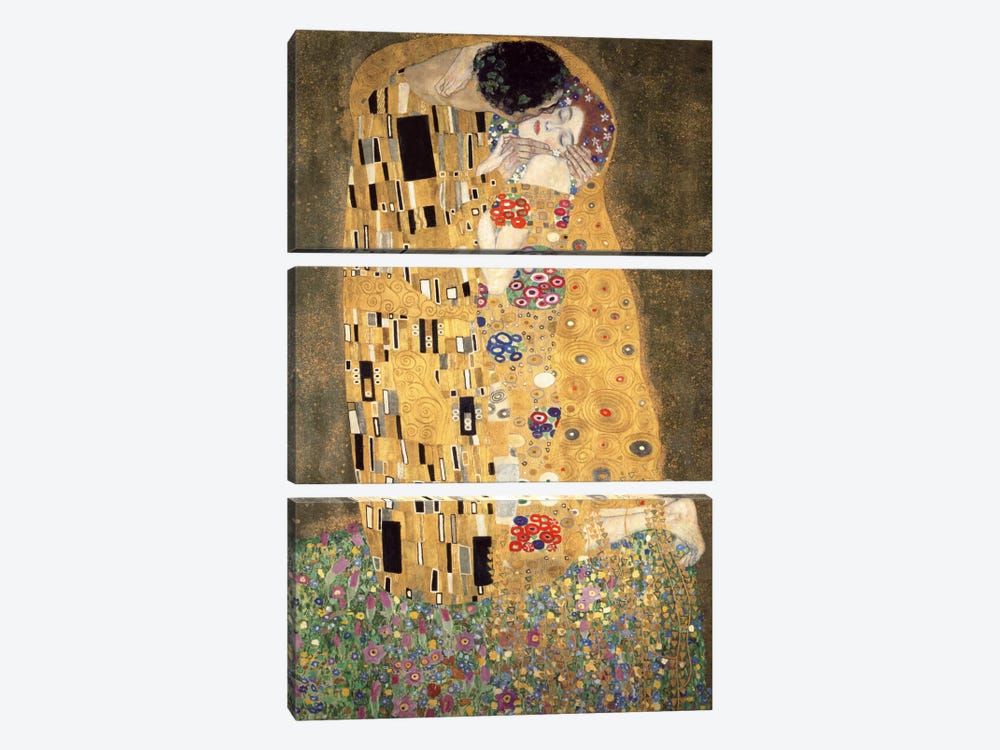 Der Kuss by Gustav Klimt 3-piece Canvas Art