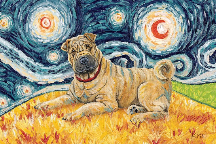 Shar Pei On A Starry Night