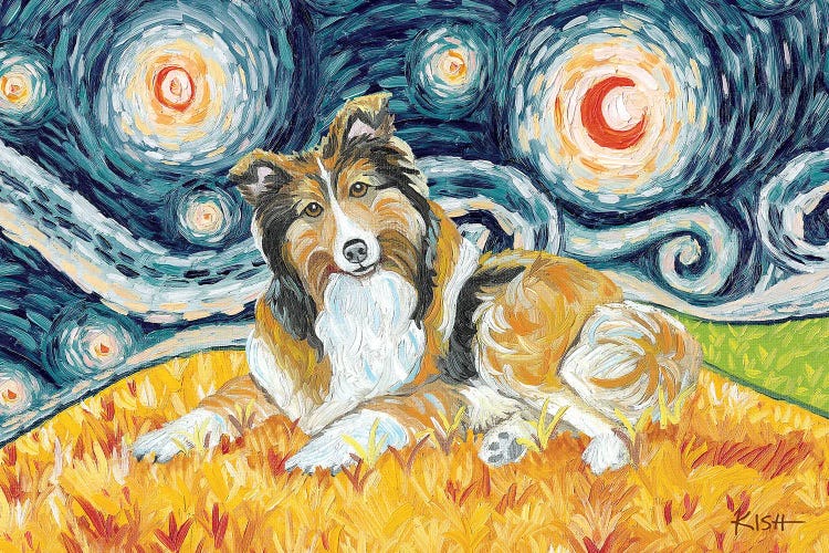 Sheltie On A Starry Night