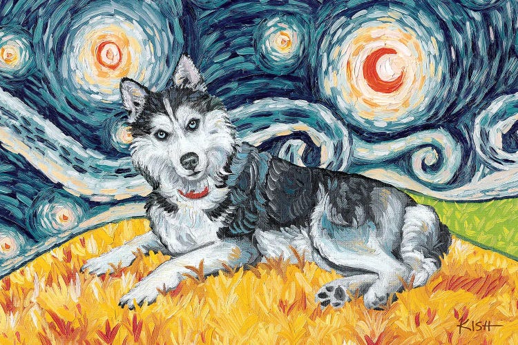 Siberian Husky On A Starry Night