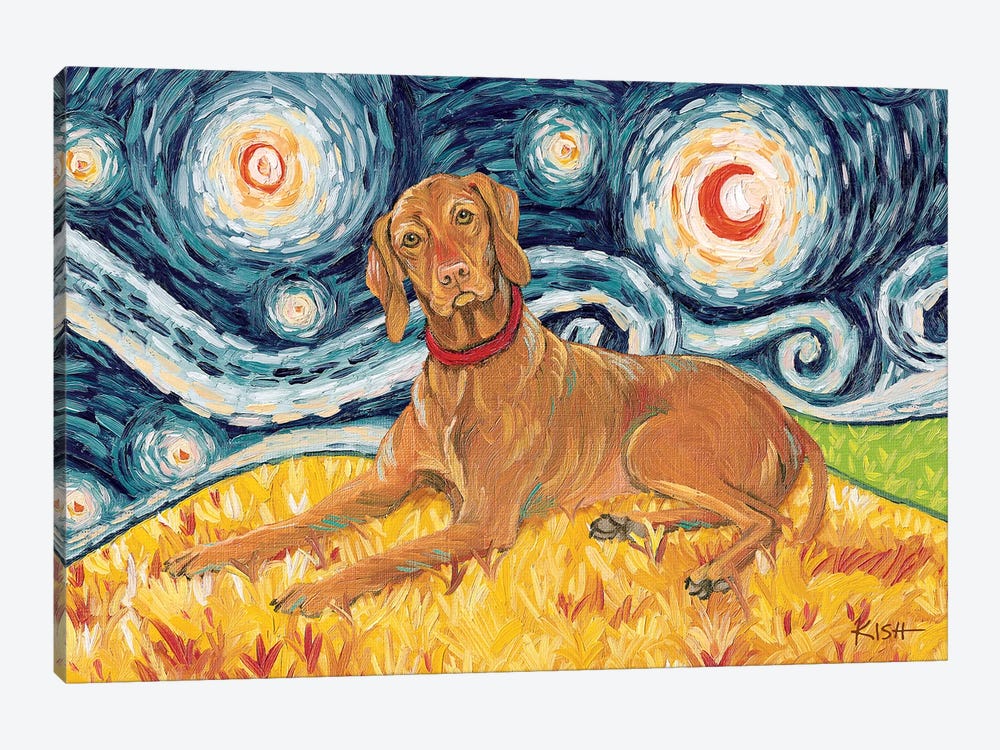 Vizsla On A Starry Night by Gretchen Kish Serrano 1-piece Canvas Art