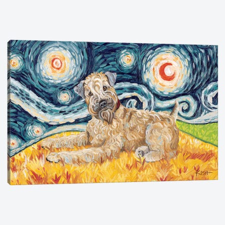Wheaten Terrier On A Starry Night Canvas Print #GKS112} by Gretchen Kish Serrano Art Print