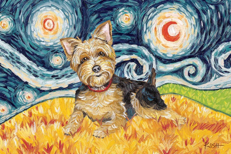 Yorkie On A Starry Night