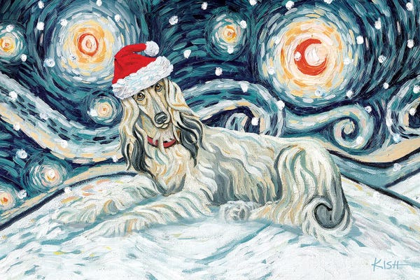 Afghan Hound On A Snowy Night Light