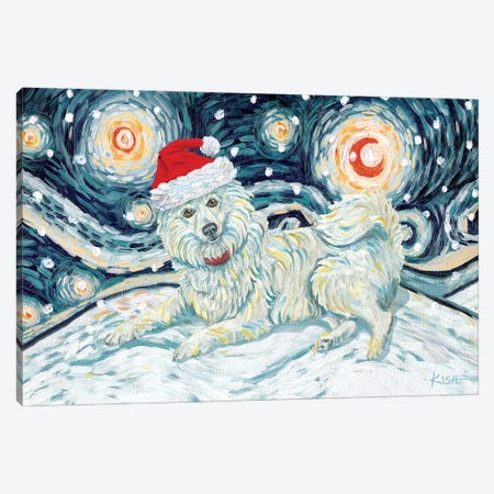 American Eskimo On A Snowy Night Canvas Print #GKS118} by Gretchen Kish Serrano Art Print