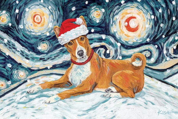 Basenji On A Snowy Night