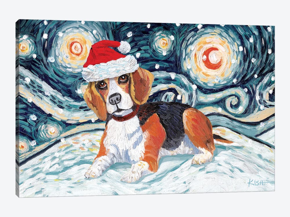 Beagle On A Snowy Night by Gretchen Kish Serrano 1-piece Canvas Art
