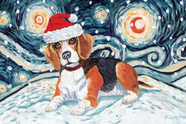 Beagles: Beagle On A Snowy Night by Gretchen KISH Serrano