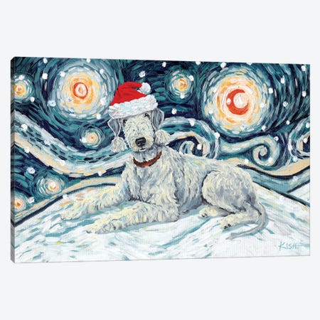 Bedlington Terrier On A Snowy Night Canvas Print #GKS124} by Gretchen Kish Serrano Art Print