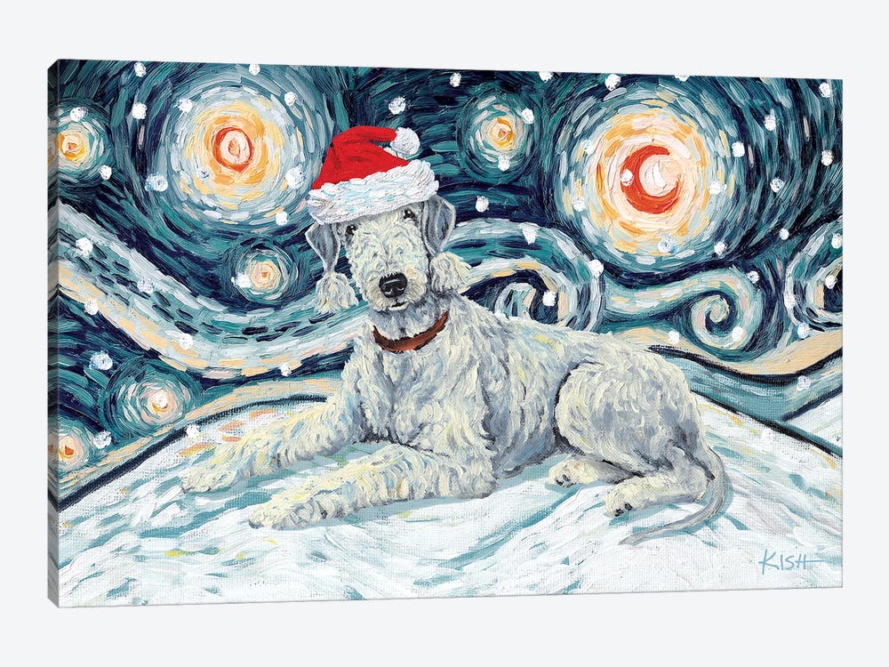 Bedlington Terrier On A Snowy Night by Gretchen Kish Serrano 1-piece Canvas Art Print