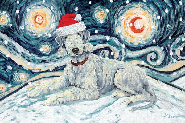 Bedlington Terrier On A Snowy Night