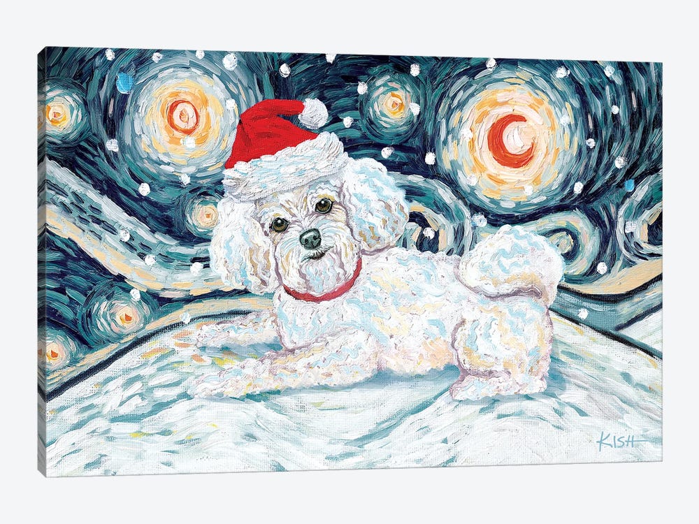 Bichon On A Snowy Night by Gretchen Kish Serrano 1-piece Canvas Art Print