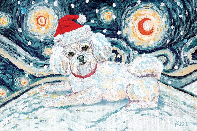 Bichon On A Snowy Night by Gretchen Kish Serrano wall art
