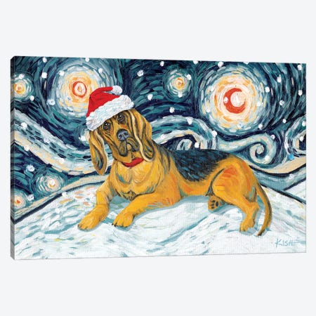 Bloodhound On A Snowy Night Canvas Print #GKS127} by Gretchen Kish Serrano Canvas Print