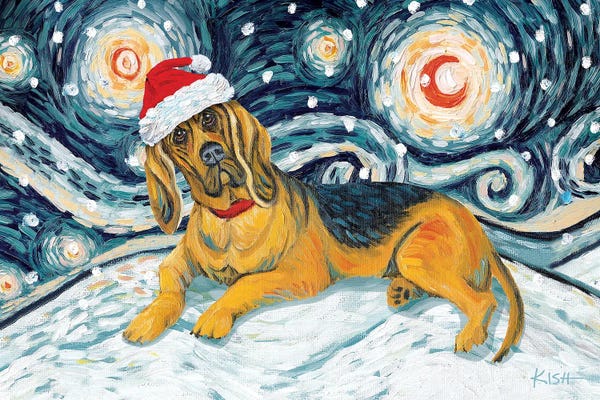 Christmas Animals: Bloodhound On A Snowy Night by Gretchen KISH Serrano