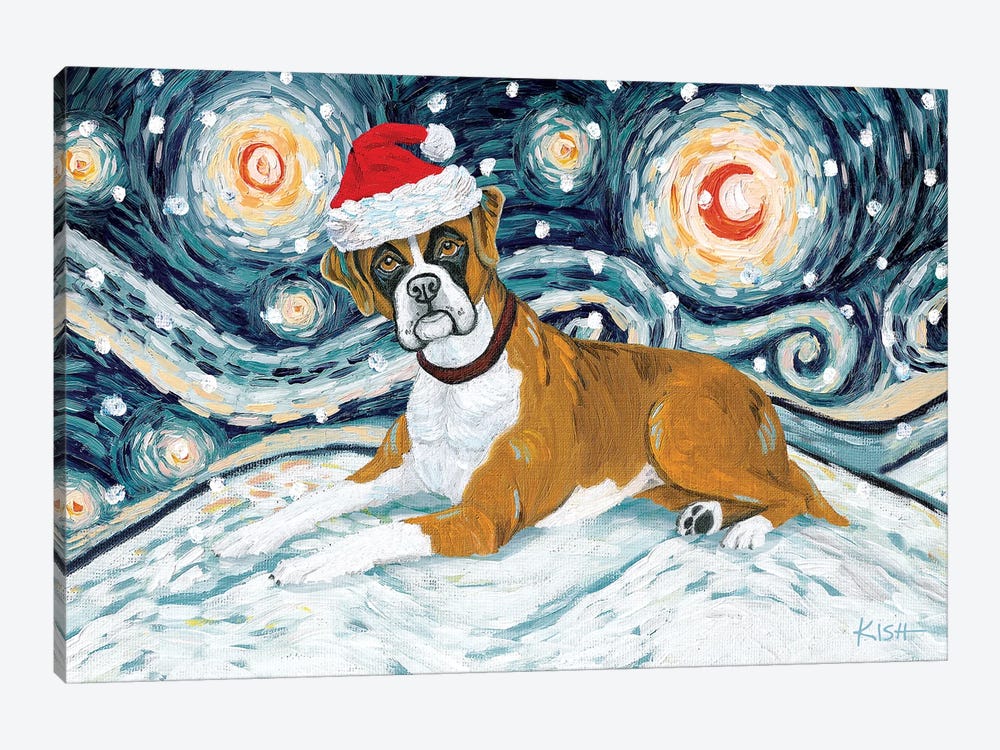 Boxer On A Snowy Night by Gretchen Kish Serrano 1-piece Art Print