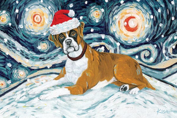Christmas Animals: Boxer On A Snowy Night by Gretchen KISH Serrano