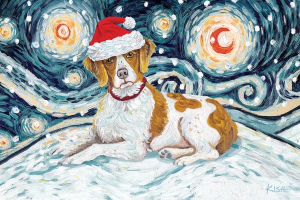 Spaniels: Brittany On A Snowy Night by Gretchen KISH Serrano