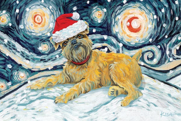 Christmas Animals: Brussels Griffon On A Snowy Night by Gretchen KISH Serrano