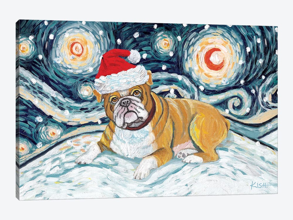 Bulldog On A Snowy Night by Gretchen Kish Serrano 1-piece Canvas Artwork