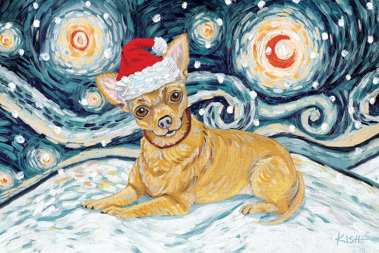 Chihuahua On A Snowy Night by Gretchen Kish Serrano wall art