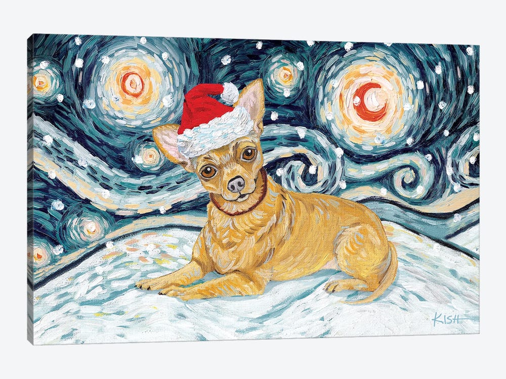 Chihuahua On A Snowy Night by Gretchen Kish Serrano 1-piece Art Print