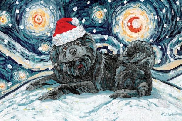 Chow Chows: Chow Chow On A Snowy Night Black by Gretchen KISH Serrano