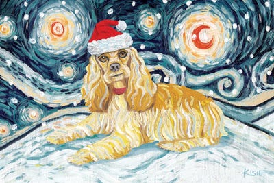 Cocker Spaniel On A Snowy Night by Gretchen KISH Serrano metal wall art