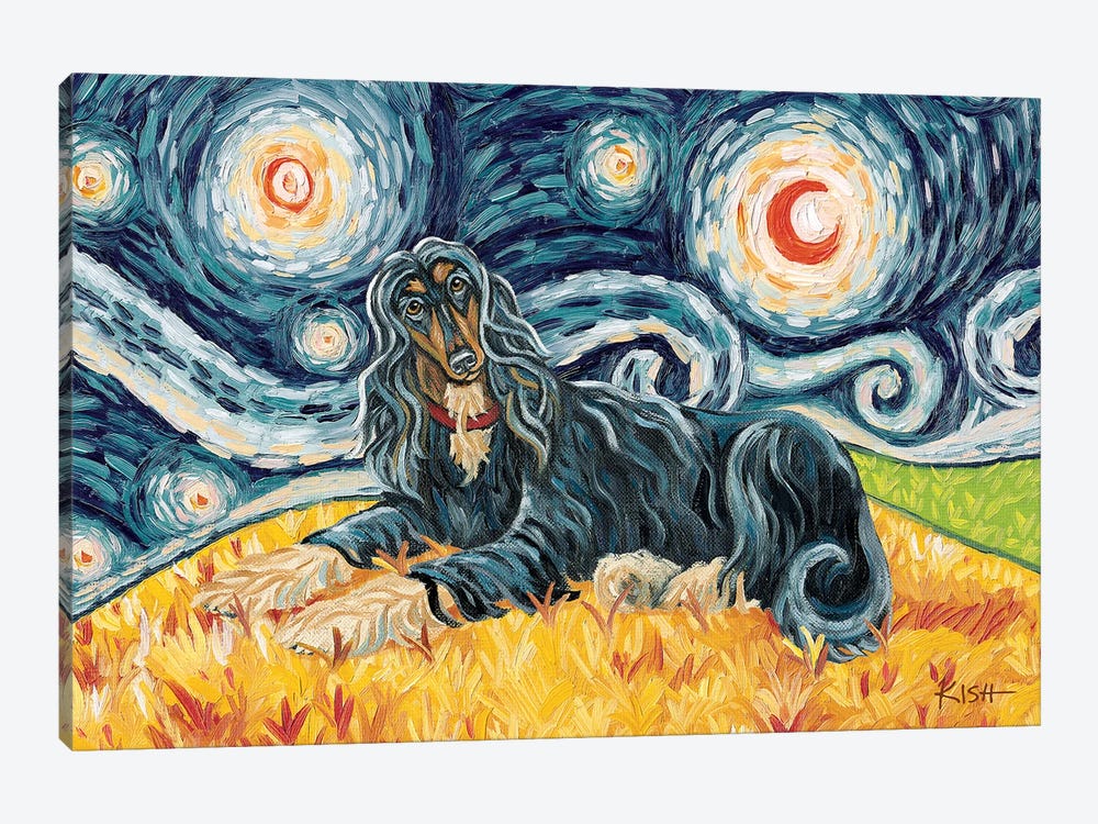 Afghan Hound On A Starry Night by Gretchen Kish Serrano 1-piece Canvas Artwork