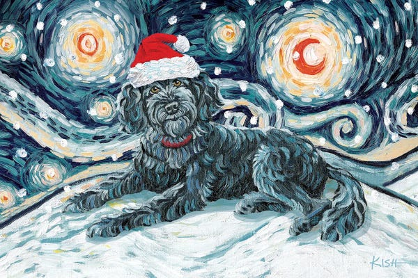 Christmas Animals: Doodle On A Snowy Night Black by Gretchen KISH Serrano