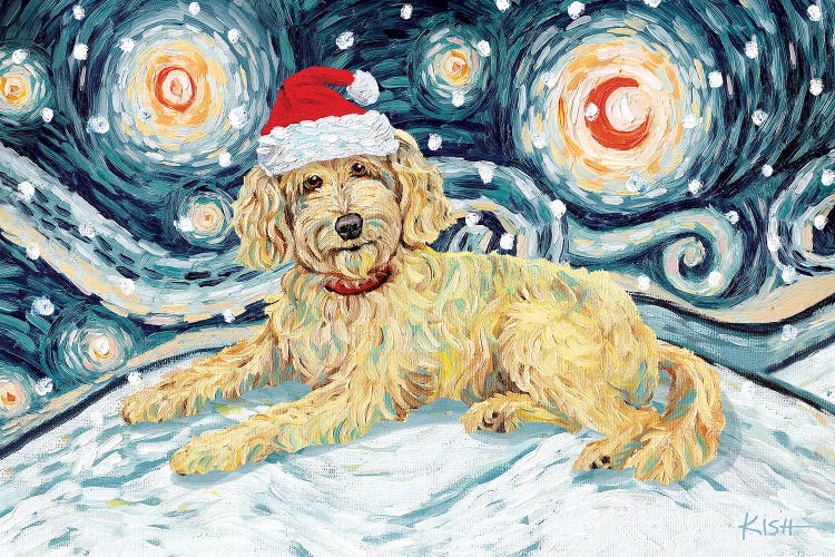 Doodle On A Snowy Night Golden by Gretchen Kish Serrano wall art