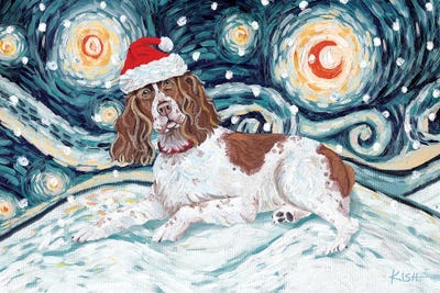 English Springer Spaniel On A Snowy Night by Gretchen KISH Serrano metal wall art