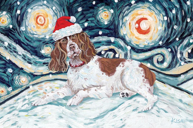 English Springer Spaniel On A Snowy Night by Gretchen Kish Serrano wall art