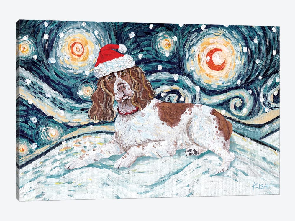 English Springer Spaniel On A Snowy Night by Gretchen Kish Serrano 1-piece Canvas Print